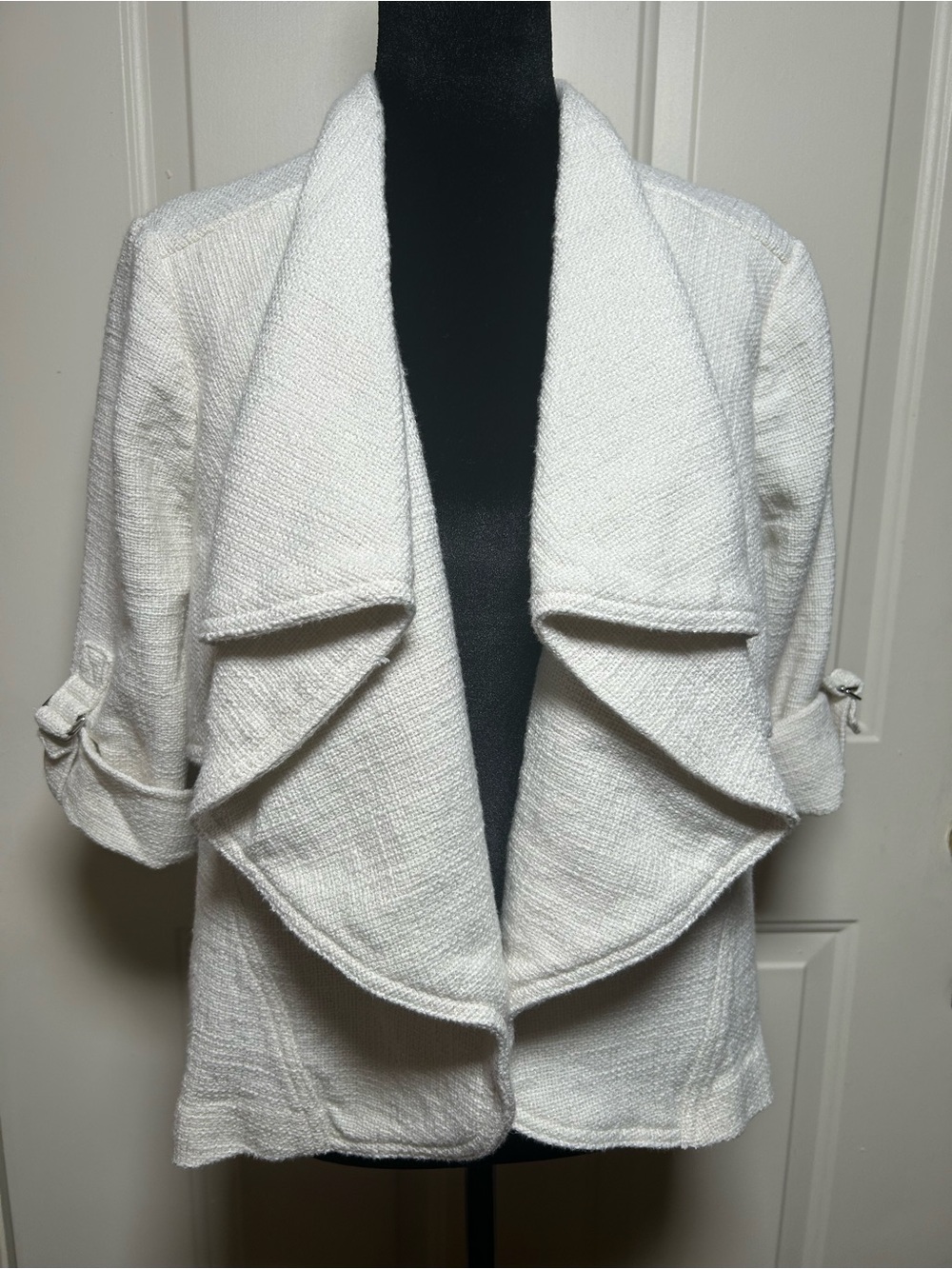 Chico's White Draped Open-Front Jacket Size 3
